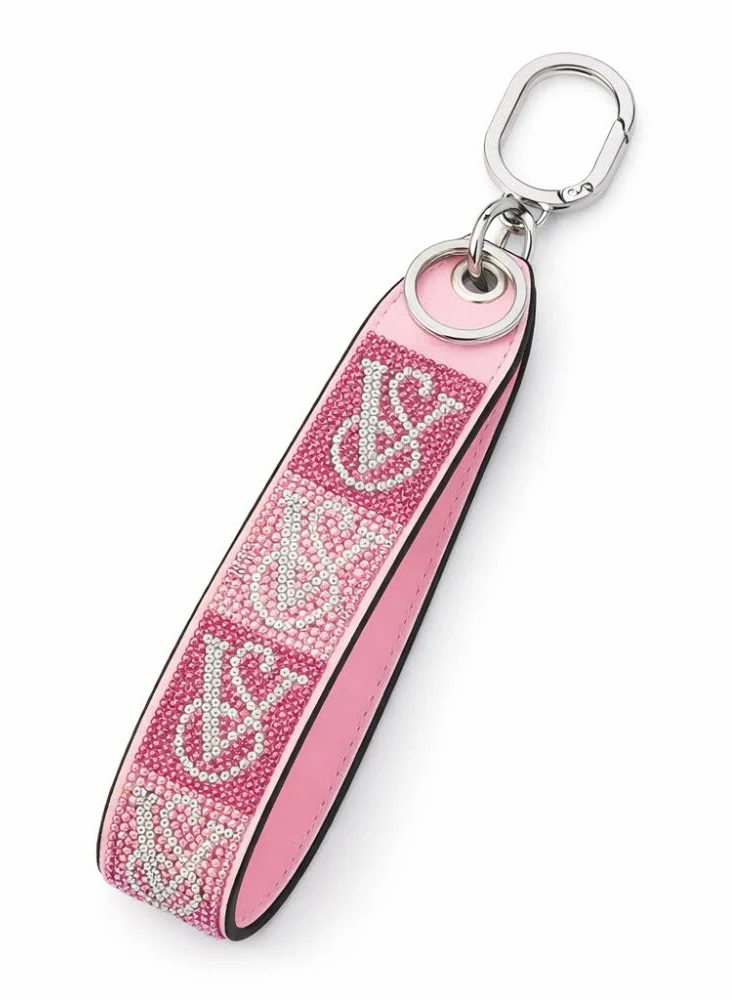 Chaveiro Pulseira Victoria's Secret Monograma Rosa Brilhante — Edição Limitada